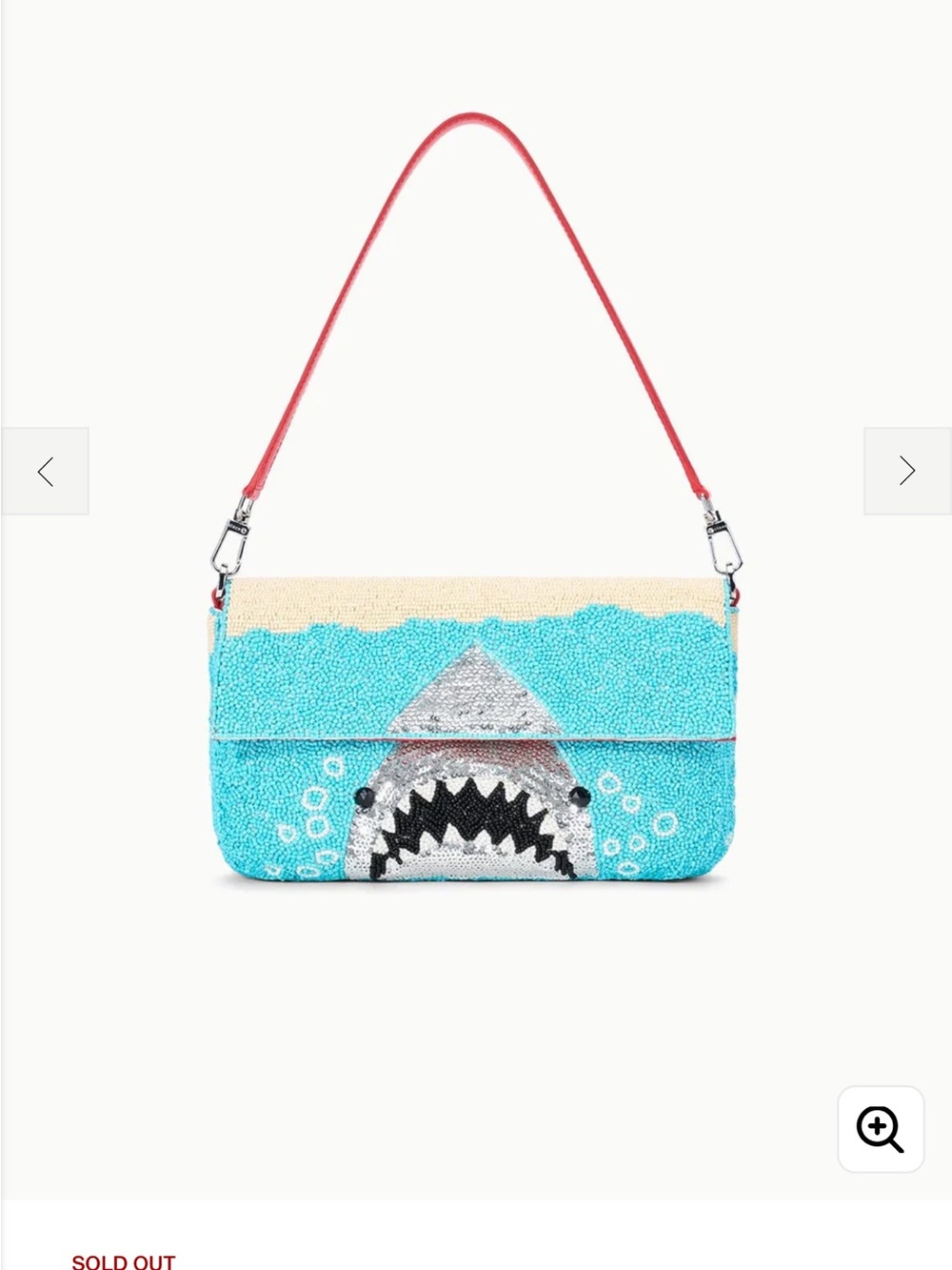 STAUD Beaded Shark Flap Bag - Turquoise, Cream & Pink